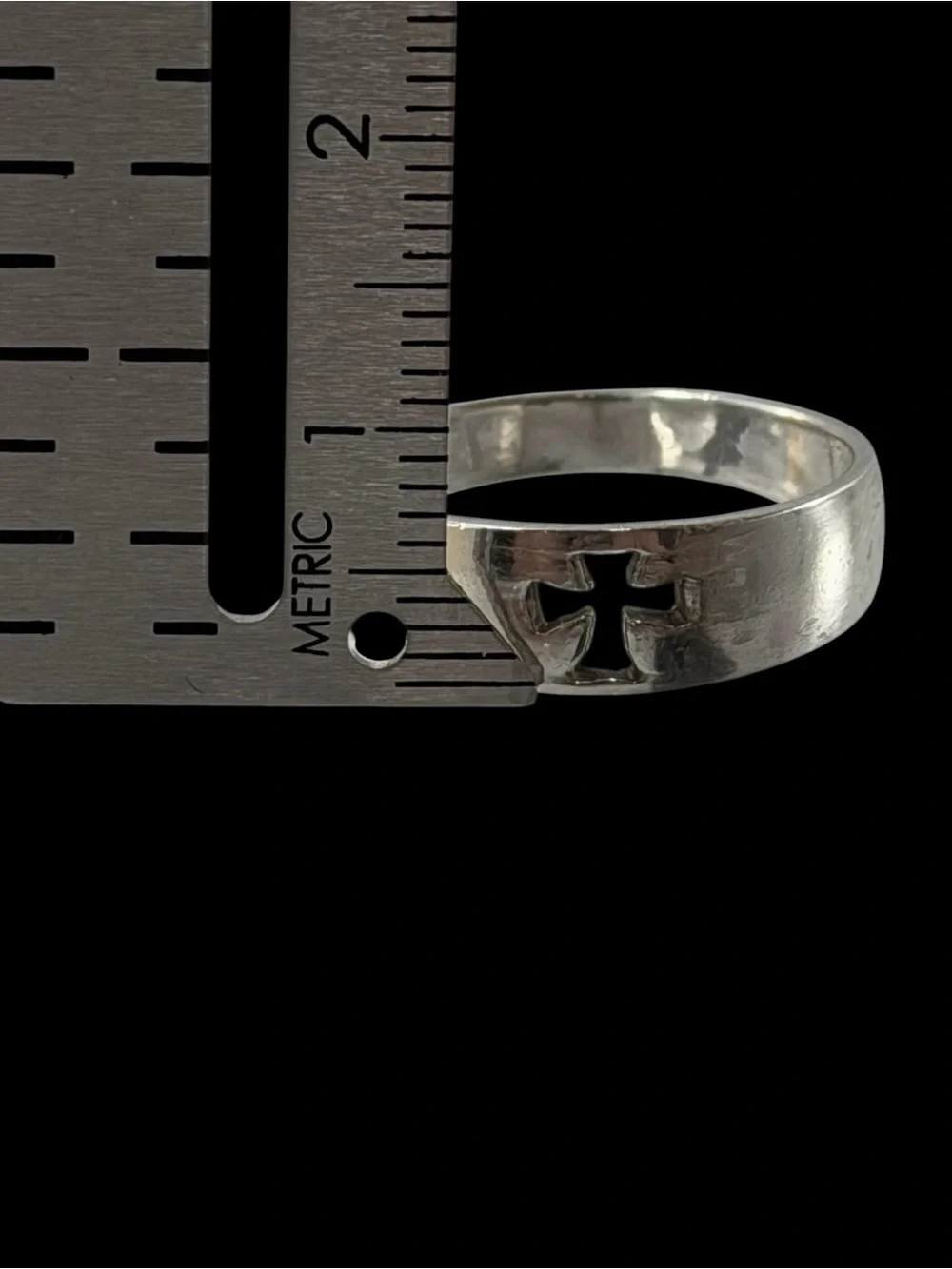 Vintage Sterling Silver 925 Cutout Cross Band Ring Size 7 Christian Jesus 7mm
